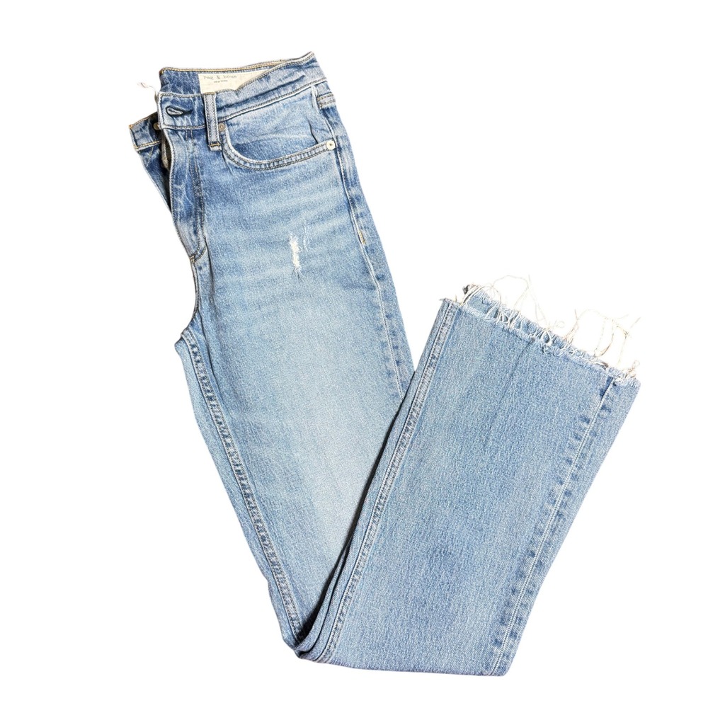 Rag & Bone Peyton Mid-Rise Bootcut Jeans Light Wash Raw Hem‎ 27